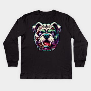 Zombie Bulldog Kids Long Sleeve T-Shirt